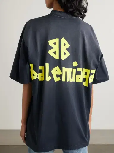 Balenciaga Oversized Distressed Printed Cotton-jersey T-shirt | Thumbnail 3 Balenciaga Oversized Distressed Printed Cotton-jersey T-shirt | Thumbnail 3