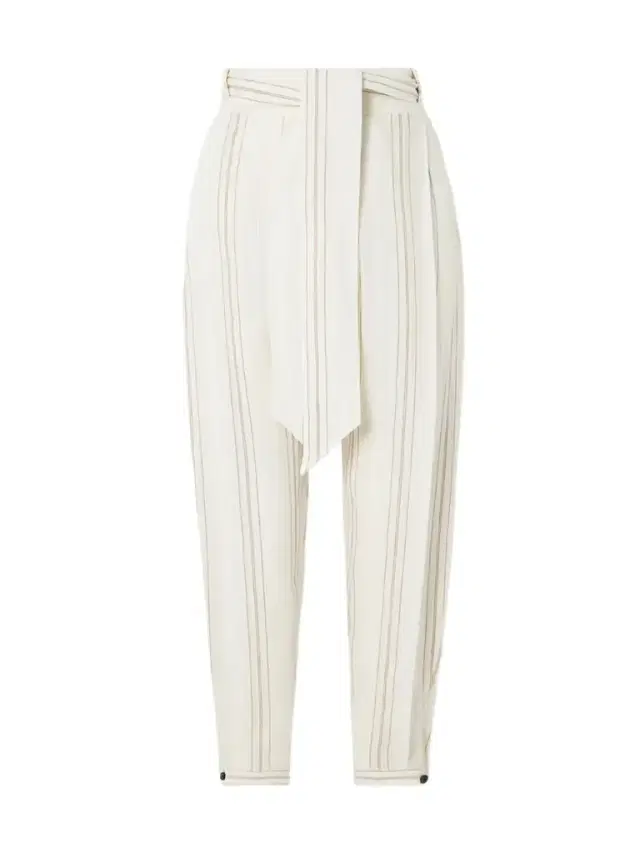 Gustel Belted Striped Linen Tapered Pants Gustel Belted Striped Linen Tapered Pants