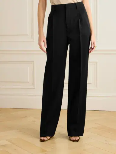 Saint Laurent Pleated Grain De Poudre Wool Straight-leg Pants | Thumbnail 3 Saint Laurent Pleated Grain De Poudre Wool Straight-leg Pants | Thumbnail 3