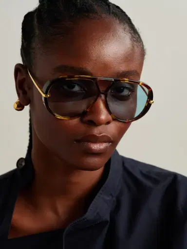 Bottega Veneta Eyewear Embellished Aviator-style Tortoiseshell Recycled-acetate And Gold-tone Sunglasses | Thumbnail 2 Bottega Veneta Eyewear Embellished Aviator-style Tortoiseshell Recycled-acetate And Gold-tone Sunglasses | Thumbnail 2