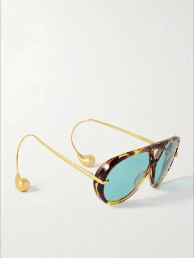 Bottega Veneta Eyewear Embellished Aviator-style Tortoiseshell Recycled-acetate And Gold-tone Sunglasses | Thumbnail 3 Bottega Veneta Eyewear Embellished Aviator-style Tortoiseshell Recycled-acetate And Gold-tone Sunglasses | Thumbnail 3