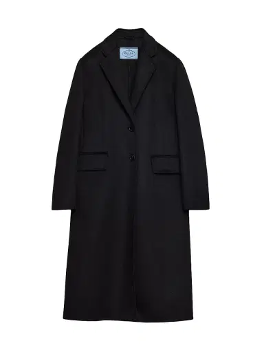 Prada Women's Single-Breasted Cashgora Coat - Black | Thumbnail 1 Prada Women's Single-Breasted Cashgora Coat - Black | Thumbnail 1