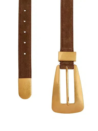 Khaite Women's The Lucca Suede Leather Belt - Mud | Thumbnail 2 Khaite Women's The Lucca Suede Leather Belt - Mud | Thumbnail 2