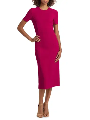 Michael Kors Collection Women's Stretch Wool Sheath Midi-Dress - Raspberry | Thumbnail 2 Michael Kors Collection Women's Stretch Wool Sheath Midi-Dress - Raspberry | Thumbnail 2