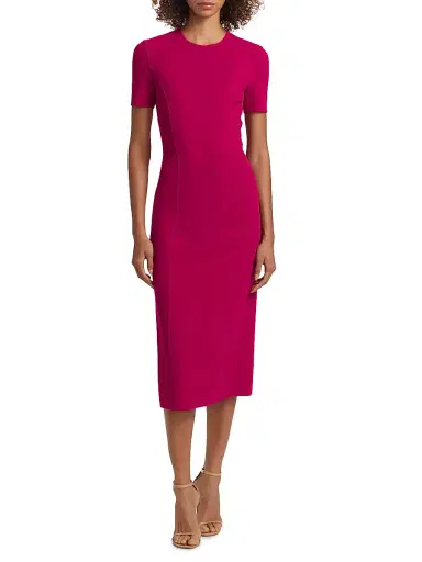 Michael Kors Collection Women's Stretch Wool Sheath Midi-Dress - Raspberry | Thumbnail 3 Michael Kors Collection Women's Stretch Wool Sheath Midi-Dress - Raspberry | Thumbnail 3