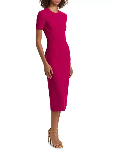 Michael Kors Collection Women's Stretch Wool Sheath Midi-Dress - Raspberry | Thumbnail 4 Michael Kors Collection Women's Stretch Wool Sheath Midi-Dress - Raspberry | Thumbnail 4