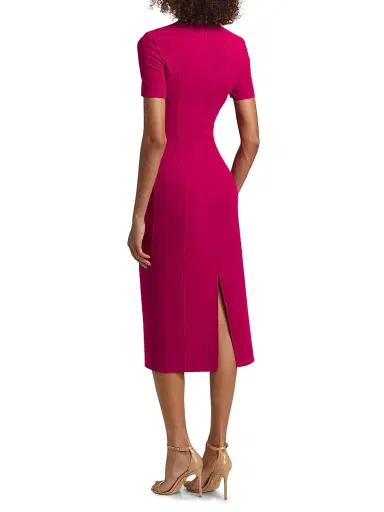 Michael Kors Collection Women's Stretch Wool Sheath Midi-Dress - Raspberry | Thumbnail 5 Michael Kors Collection Women's Stretch Wool Sheath Midi-Dress - Raspberry | Thumbnail 5