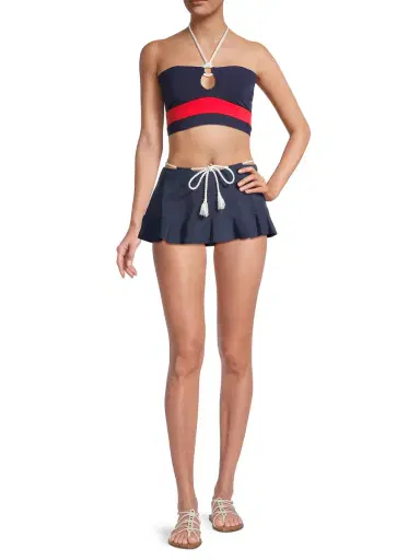 Robin Piccone Women's Babe Skirted Bikini Bottom - Navy Combo | Thumbnail 1 Robin Piccone Women's Babe Skirted Bikini Bottom - Navy Combo | Thumbnail 1