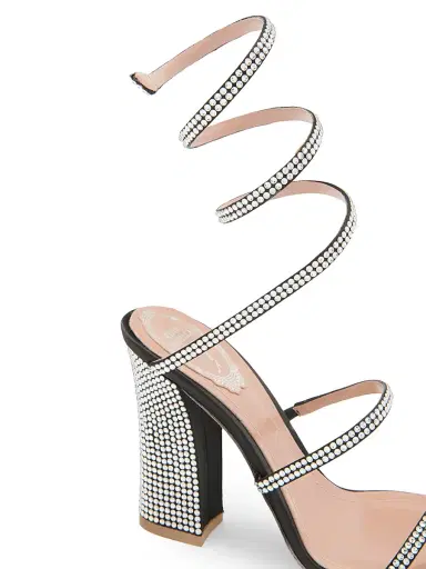 René Caovilla Women's 105MM Cleo Satin Sandals - Black Crystal | Thumbnail 5 René Caovilla Women's 105MM Cleo Satin Sandals - Black Crystal | Thumbnail 5