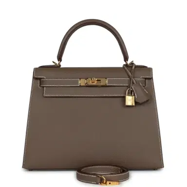 HERMÈS Hermes Kelly Sellier 28 Etoupe Epsom Gold Hardware | Thumbnail 1 HERMÈS Hermes Kelly Sellier 28 Etoupe Epsom Gold Hardware | Thumbnail 1