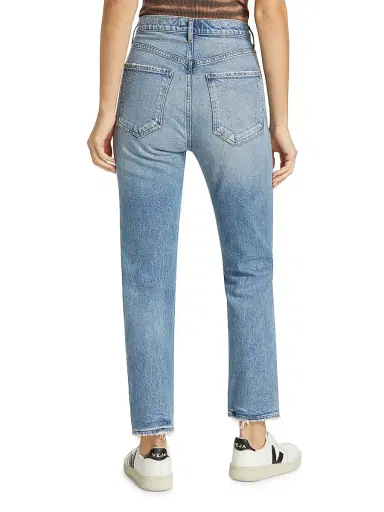 Agolde Women's Riley High-Rise Distressed Straight Crop Jeans - Cove | Thumbnail 5 Agolde Women's Riley High-Rise Distressed Straight Crop Jeans - Cove | Thumbnail 5