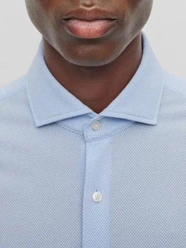 BOSS Men's Regular-Fit Shirt in Structured Performance-Stretch Fabric - Light Blue | Thumbnail 4 BOSS Men's Regular-Fit Shirt in Structured Performance-Stretch Fabric - Light Blue | Thumbnail 4