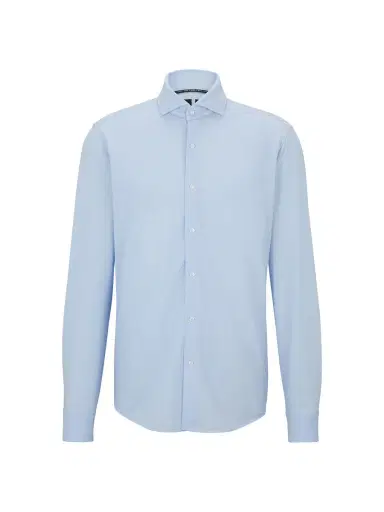 BOSS Men's Regular-Fit Shirt in Structured Performance-Stretch Fabric - Light Blue | Thumbnail 6 BOSS Men's Regular-Fit Shirt in Structured Performance-Stretch Fabric - Light Blue | Thumbnail 6