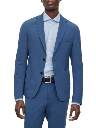 BOSS Men's Regular-Fit Shirt in Structured Performance-Stretch Fabric - Light Blue | Thumbnail 1 BOSS Men's Regular-Fit Shirt in Structured Performance-Stretch Fabric - Light Blue | Thumbnail 1