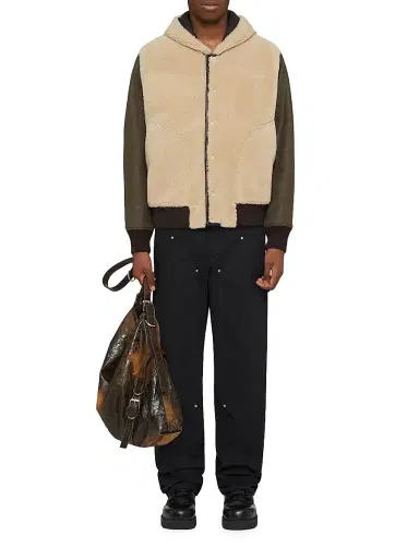 Givenchy Men's Reversible Varsity Jacket in Leather and Shearling - Brown Beige | Thumbnail 2 Givenchy Men's Reversible Varsity Jacket in Leather and Shearling - Brown Beige | Thumbnail 2