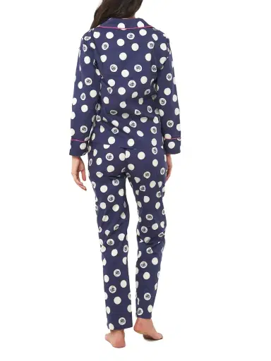 The Lazy Poet Women's Emma Cotton Two-Piece Pajama Set - Blue Dots | Thumbnail 2 The Lazy Poet Women's Emma Cotton Two-Piece Pajama Set - Blue Dots | Thumbnail 2