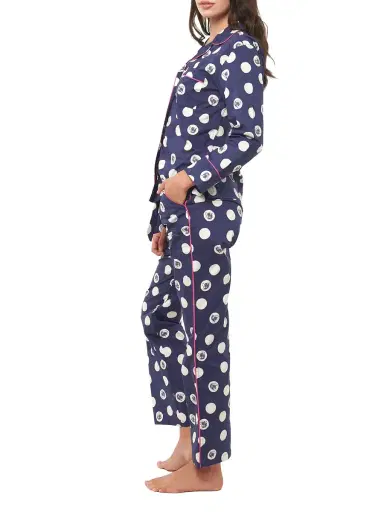 The Lazy Poet Women's Emma Cotton Two-Piece Pajama Set - Blue Dots | Thumbnail 1 The Lazy Poet Women's Emma Cotton Two-Piece Pajama Set - Blue Dots | Thumbnail 1