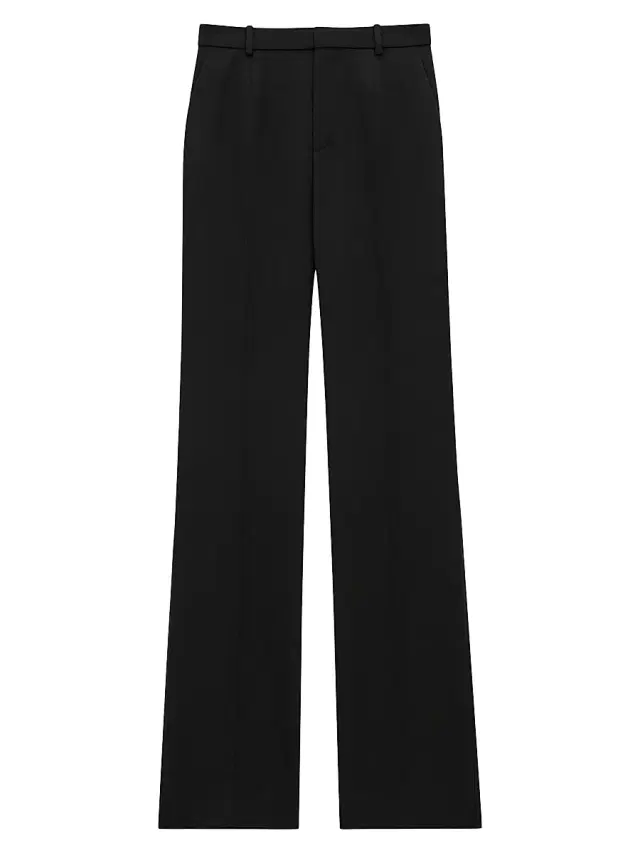 Women's Flared Tuxedo Pants in Grain De Poudre Women's Flared Tuxedo Pants in Grain De Poudre
