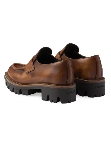 Prada Women's Leather Loafers - Brown | Thumbnail 3 Prada Women's Leather Loafers - Brown | Thumbnail 3