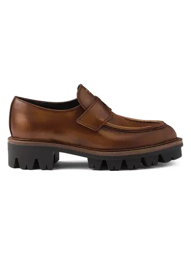 Prada Women's Leather Loafers - Brown | Thumbnail 1 Prada Women's Leather Loafers - Brown | Thumbnail 1