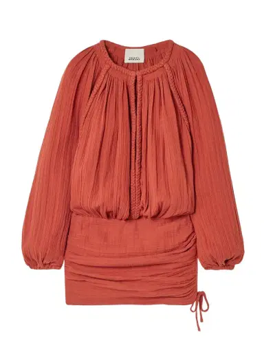 Isabel Marant Jaoni Braided Gathered Cotton Mini Dress | Thumbnail 1 Isabel Marant Jaoni Braided Gathered Cotton Mini Dress | Thumbnail 1