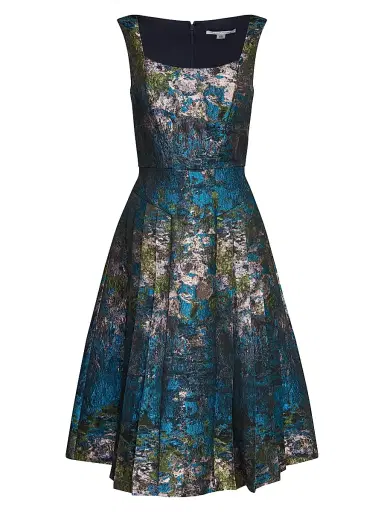 Kay Unger Women's June Jacquard Midi-Dress - Blue Sea | Thumbnail 1 Kay Unger Women's June Jacquard Midi-Dress - Blue Sea | Thumbnail 1