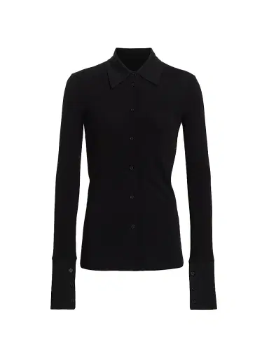 Helmut Lang Women's Fitted Button-Front Shirt - Black | Thumbnail 1 Helmut Lang Women's Fitted Button-Front Shirt - Black | Thumbnail 1