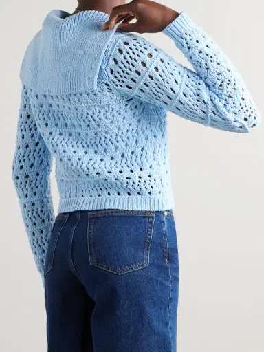 Ganni Open-knit Organic Cotton-blend Cardigan | Thumbnail 3 Ganni Open-knit Organic Cotton-blend Cardigan | Thumbnail 3
