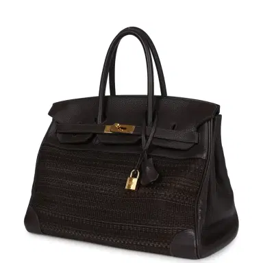 HERMÈS Pre-owned Hermes Birkin 35 Chocolate Clemence and Crinoline Gold Hardware | Thumbnail 5 HERMÈS Pre-owned Hermes Birkin 35 Chocolate Clemence and Crinoline Gold Hardware | Thumbnail 5