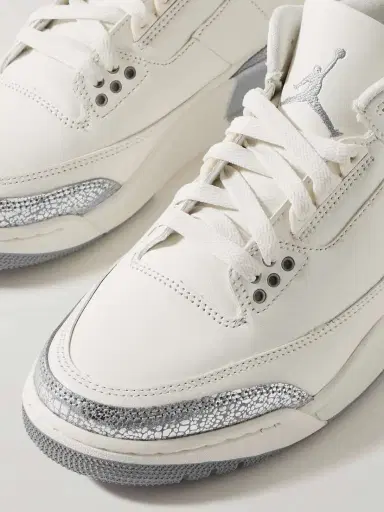 Nike Air Jordan 3 Retro Rubber-trimmed Metallic Leather Sneakers | Thumbnail 4 Nike Air Jordan 3 Retro Rubber-trimmed Metallic Leather Sneakers | Thumbnail 4