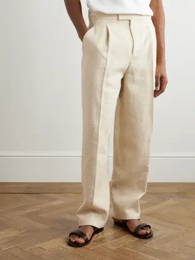 Zegna Straight-Leg Pleated Linen, Silk and Hemp-Blend Trousers - Men | Thumbnail 3 Zegna Straight-Leg Pleated Linen, Silk and Hemp-Blend Trousers - Men | Thumbnail 3