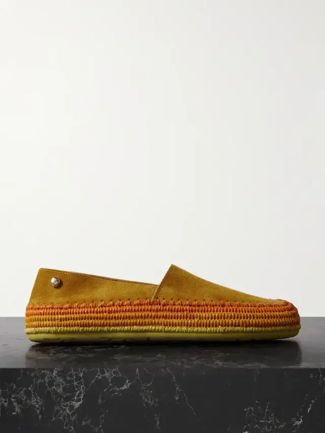 + Paula's Ibiza Rio Raffia-trimmed Suede Espadrilles + Paula's Ibiza Rio Raffia-trimmed Suede Espadrilles