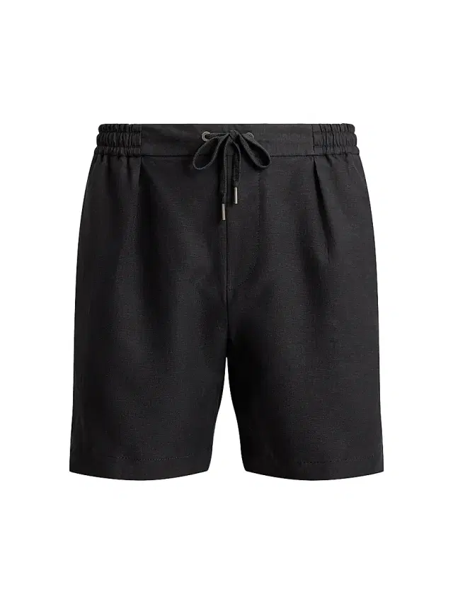 Men's Hand-Tailored Silk-Linen Shorts - Black Men's Hand-Tailored Silk-Linen Shorts - Black