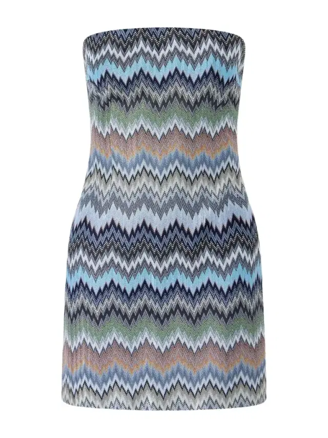 Strapless Striped Crochet-knit Mini Dress Strapless Striped Crochet-knit Mini Dress