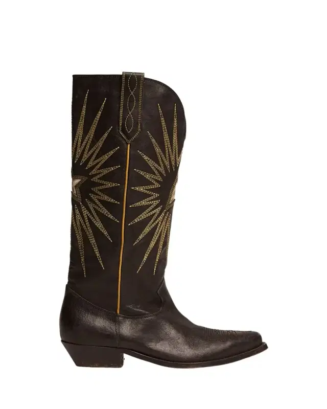 Wish Star Embroidered Leather Western Boots Wish Star Embroidered Leather Western Boots