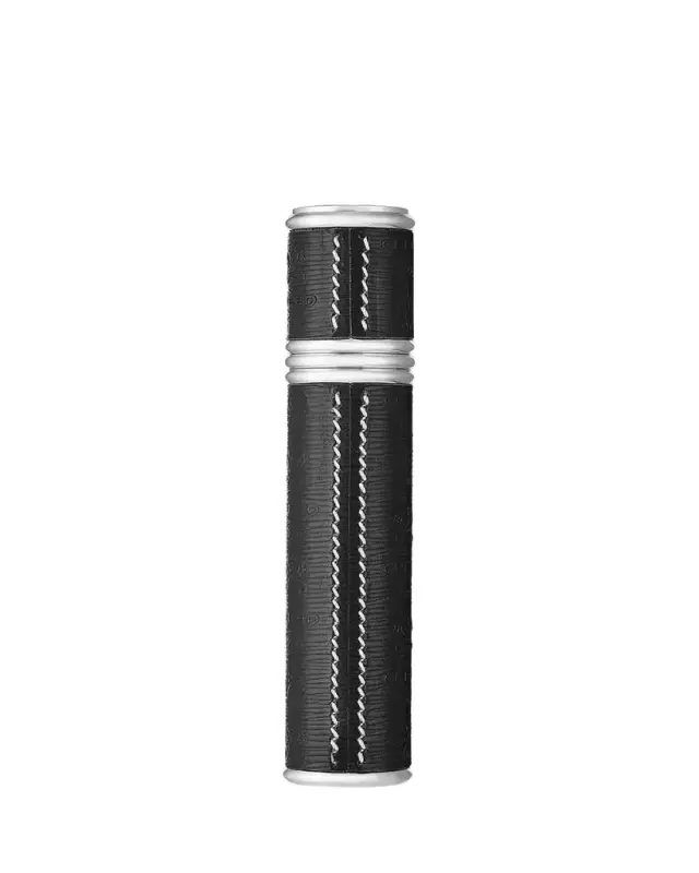 Empty 0.33 oz. Leather Atomizer, Silver/Black Empty 0.33 oz. Leather Atomizer, Silver/Black