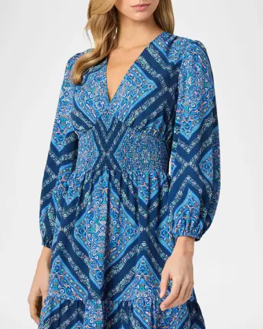 Shoshanna Imogen Smocked Floral-Print Empire Mini Dress | Thumbnail 4 Shoshanna Imogen Smocked Floral-Print Empire Mini Dress | Thumbnail 4