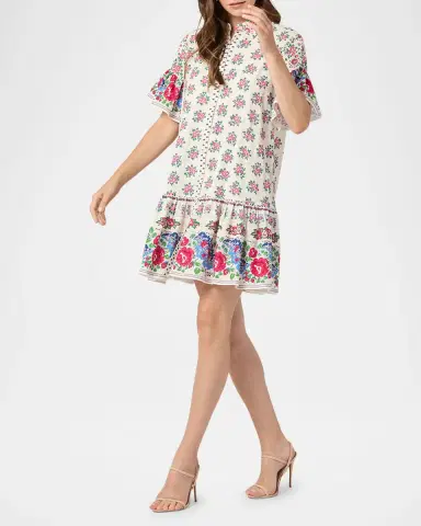 Shoshanna Lima Flounce Floral-Print Cotton Mini Dress | Thumbnail 2 Shoshanna Lima Flounce Floral-Print Cotton Mini Dress | Thumbnail 2