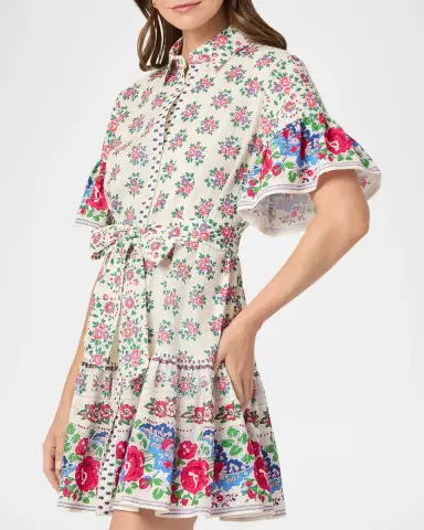 Shoshanna Lima Flounce Floral-Print Cotton Mini Dress | Thumbnail 4 Shoshanna Lima Flounce Floral-Print Cotton Mini Dress | Thumbnail 4