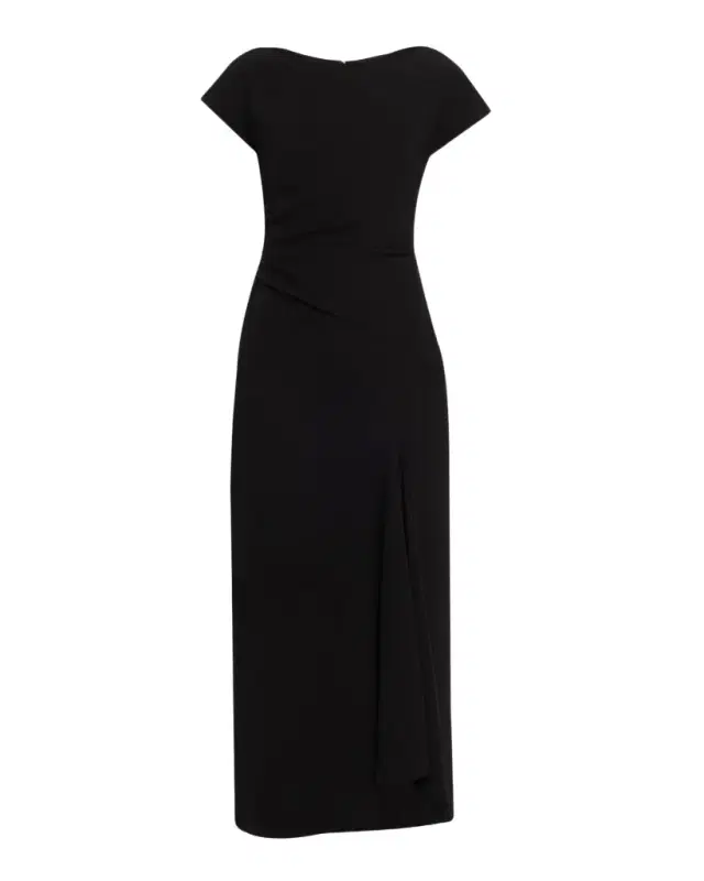 Fluid Crepe Cascading Godet Midi Dress Fluid Crepe Cascading Godet Midi Dress