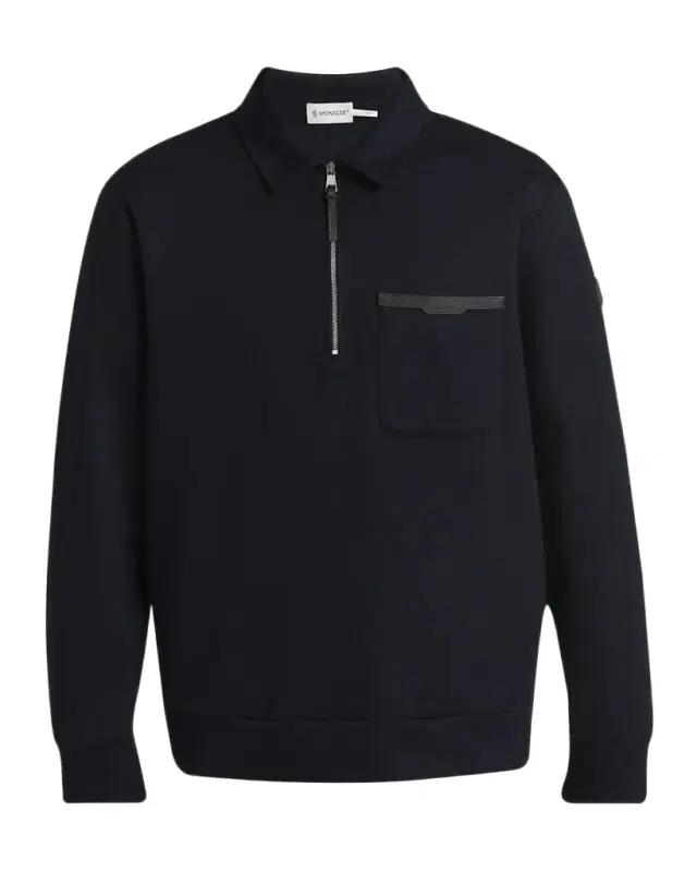 Men's Cotton Quarter-Zip Sweater with Leather-Trim Pocket Men's Cotton Quarter-Zip Sweater with Leather-Trim Pocket