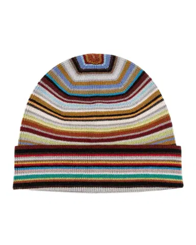 Paul Smith Men's Merino Wool Signature Stripe Beanie Hat | Thumbnail 1 Paul Smith Men's Merino Wool Signature Stripe Beanie Hat | Thumbnail 1
