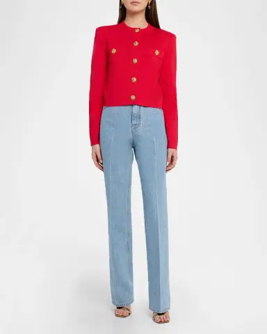 Balmain High-Waisted Flared Denim Jeans | Thumbnail 2 Balmain High-Waisted Flared Denim Jeans | Thumbnail 2