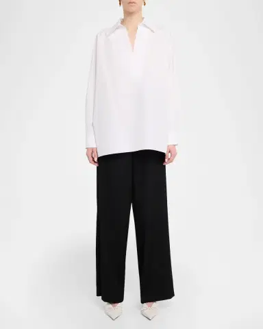 Lafayette 148 New York Oversized Cotton Popover Shirt | Thumbnail 2 Lafayette 148 New York Oversized Cotton Popover Shirt | Thumbnail 2