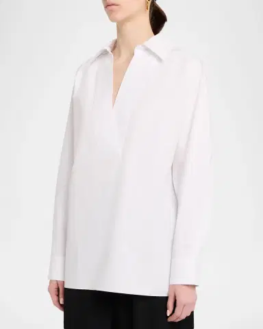 Lafayette 148 New York Oversized Cotton Popover Shirt | Thumbnail 4 Lafayette 148 New York Oversized Cotton Popover Shirt | Thumbnail 4