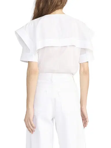 FRAME Women's The Sleek Cotton Cape Shirt - White | Thumbnail 5 FRAME Women's The Sleek Cotton Cape Shirt - White | Thumbnail 5