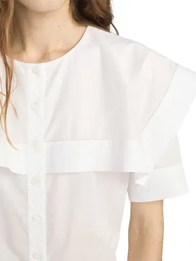 FRAME Women's The Sleek Cotton Cape Shirt - White | Thumbnail 6 FRAME Women's The Sleek Cotton Cape Shirt - White | Thumbnail 6