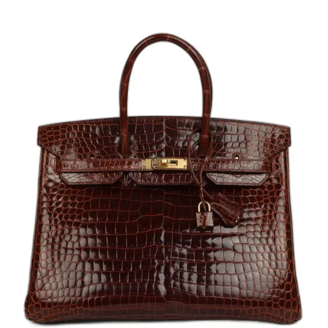 Pre-owned Hermes Birkin 35 Miel Shiny Porosus Crocodile Gold Hardware Pre-owned Hermes Birkin 35 Miel Shiny Porosus Crocodile Gold Hardware