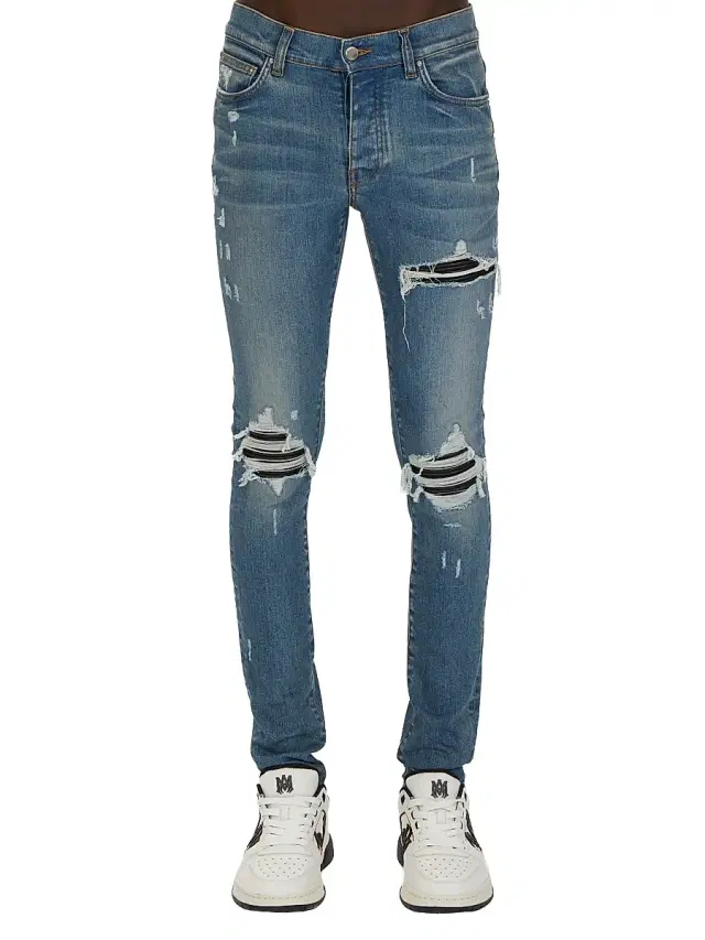 Men's Mx1 Distressed Denim Mid-Rise Skinny Jeans - Dark Indigo Men's Mx1 Distressed Denim Mid-Rise Skinny Jeans - Dark Indigo