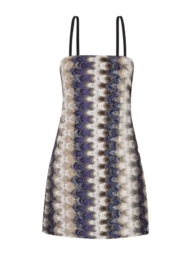 Striped Metallic Crochet-knit Mini Dress Striped Metallic Crochet-knit Mini Dress